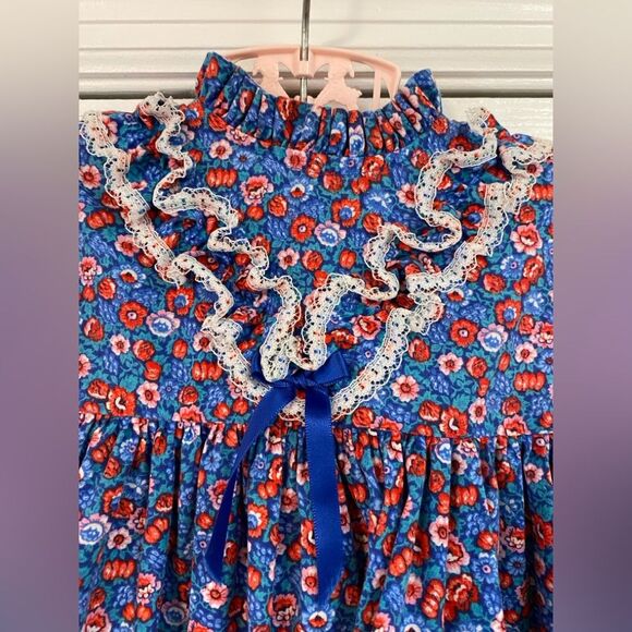 Vintage Coquette Retro Floral Ruffle Kid Baby Formal Holiday Dress:Thanksgiving - Picture 7 of 13